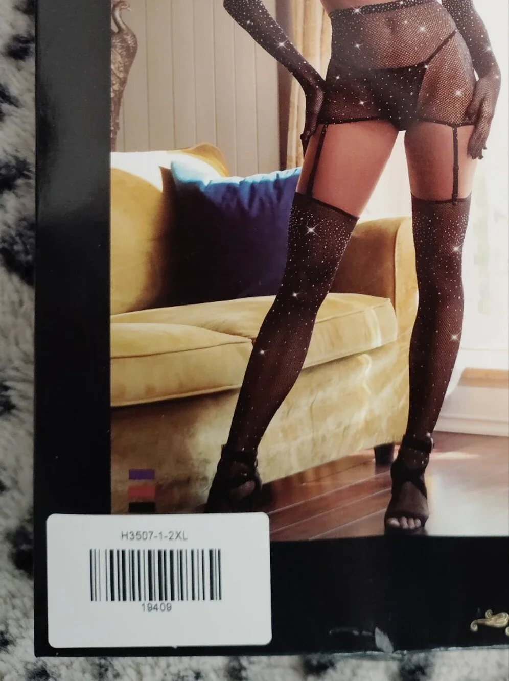 Sexy Fishnet Rhinestone-Embellished Black Body stocking Plus Size Lingerie 2X